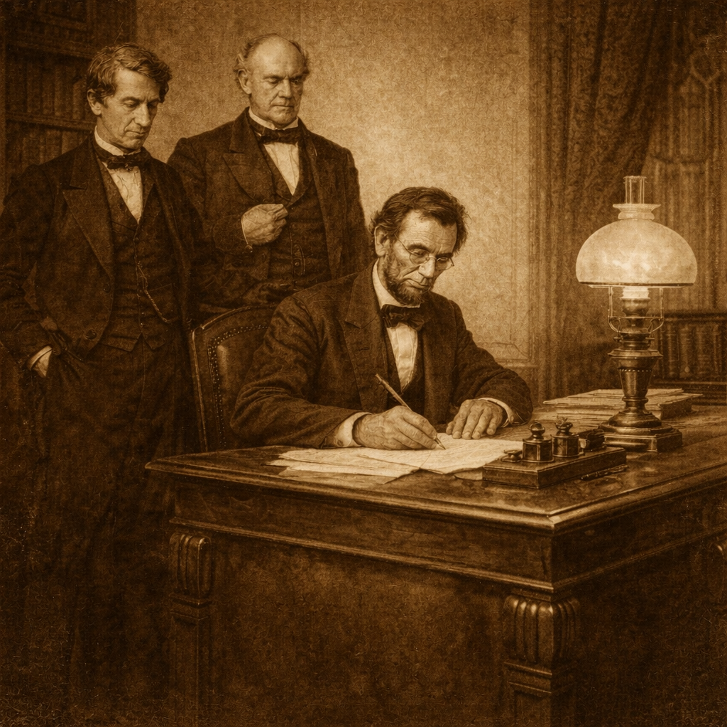 Abraham Lincoln Signs the 13th Amendment
